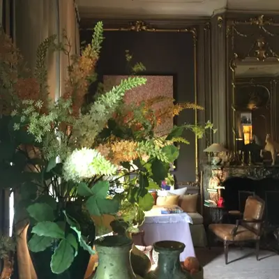 a room with green vases with plants in it at B&B The Verhaegen in Ghent