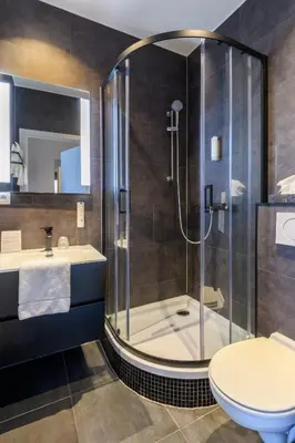 a bathroom with a shower and a toilet and a sink at Corbie Mol in Mol