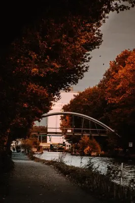 a bridge over a body of water with trees at Turnhout City Hotel in Turnhout