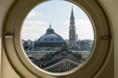 a view of the cathedral from a window at Brussels Marriott Hotel Grand Place in Brussels