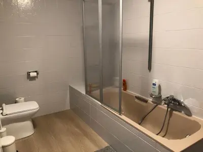 a bathroom with a shower and a toilet at African heritage Tervuren in Tervuren