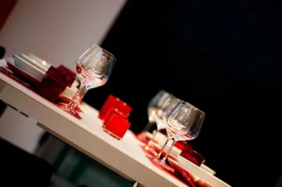 three wine glasses sitting on top of a table at Lord of Ghent in Ghent