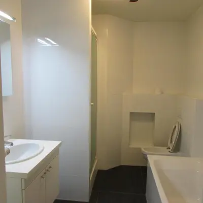 a bathroom with a sink and a toilet at Huidreal Meir in Antwerp