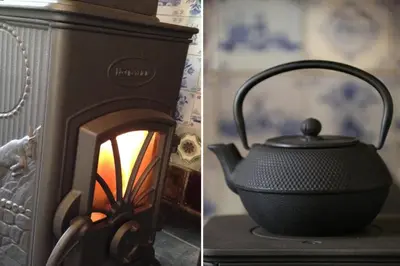 a tea kettle sitting on top of a stove at Trumpet House in Leuven