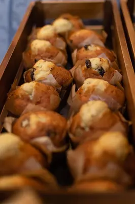 a box of mini muffins at Novotel Brussels Centre Midi in Brussels