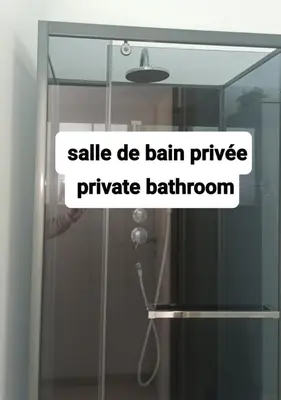a shower stall with asale be rain purge private bathroom at Private Studio Brussels Airport in Brussels