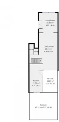 a floor plan of a house at Rez/duplex 3 ch et jardin in Brussels