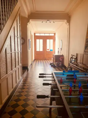 a room with rows of dumbbells on the floor at Bijou Brussels > Parvis St Pierre in Brussels