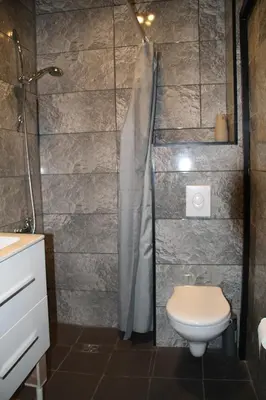 a bathroom with a toilet and a shower at Appartement Ledeberg in Ghent