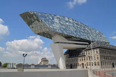 a sculpture in front of a building at Plezantwerpen, Huize Amoras in Antwerp