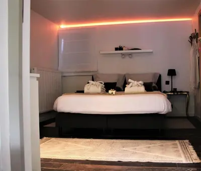 a bedroom with a bed with two white pillows at AuxiliumWellness Get Back to Serenity in Grobbendonk