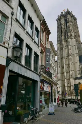 a street with buildings on a city street at Margaretha's Room in Mechelen