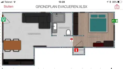 a floor plan of a small apartment with a room at Lusandre in Olen