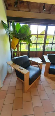 a room with a couch and a table and a plant at Hof ter Dreef in Meise