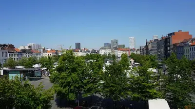 a view of a city with trees and buildings at Sint-Jans Appartments in Antwerp
