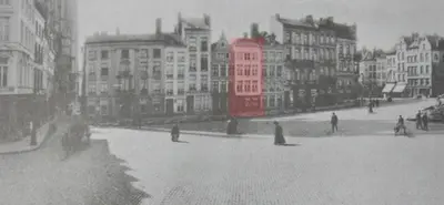 a black and white photo of people walking on a city street at Antwerp old town appartment in Antwerp