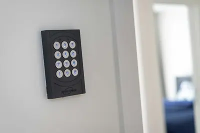 a door with a remote control attached to it at Studio Brussels Airport - South in Zaventem