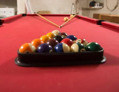 a tray of cue balls on a pool table at full 4 floors house at the center in Antwerp