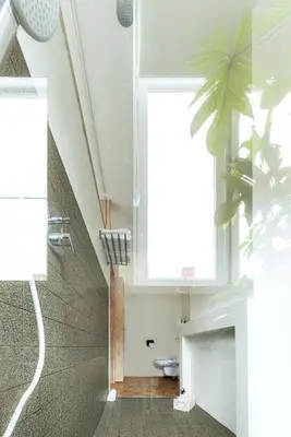 a bathroom with a shower and a toilet at Violet Suites in Ghent