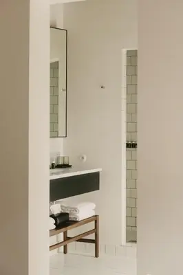 a bathroom with a sink and a mirror at august in Antwerp