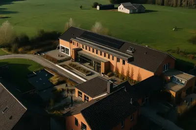 an overhead view of a house with a roof at OFF in Wavre