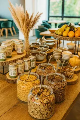 a table with many jars of food on it at OFF in Wavre