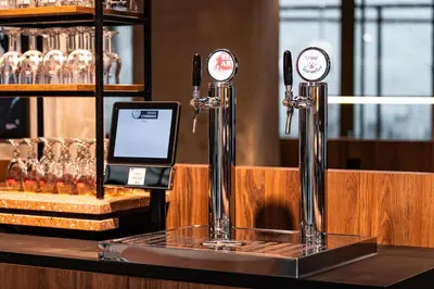 a counter in a bar with two thermometers on it at A-STAY Antwerp in Antwerp