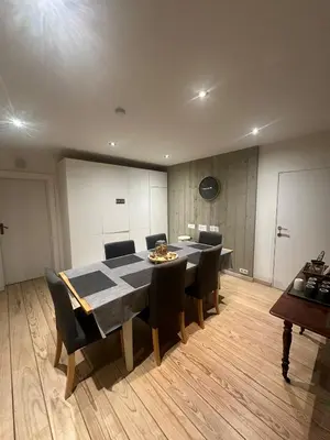 a dining room with a table and chairs in a room at No reservat till 20 febrBeautiful rooms at countryside Brussel in Halle