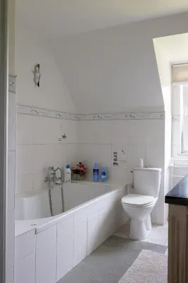 a white bathroom with a tub and a toilet at Villa De Ruiter in Waasmunster