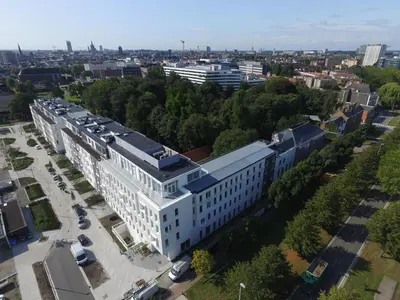 an overhead view of a building in a city at Hotel Den Briel in Ghent