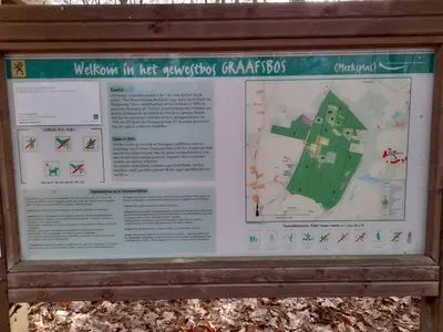 a sign for a park with a map at Kromven in Merksplas