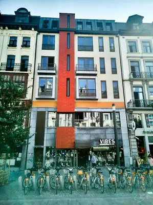 a group of bikes parked in front of a building at Studio au plein centre de la ville in Brussels