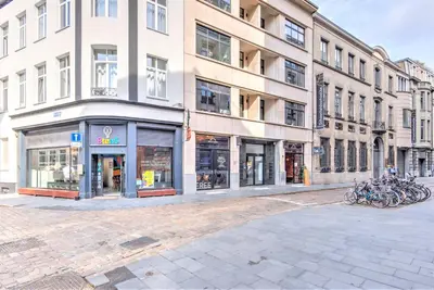 a group of buildings with bikes parked in front of them at Apartment with Rooftop Terrace in the Heart of Antwerp in Antwerp