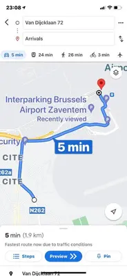 a screenshot of the airport evacuation website at Panda Stella in Zaventem
