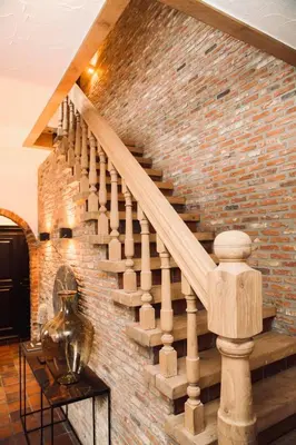 a brick staircase in a home with a brick wall at 't Averhuys in Itegem