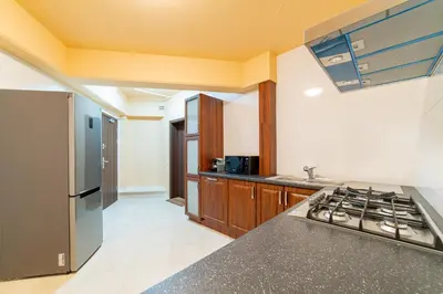 a kitchen with a stove and a sink at La Hacienda in Vilvoorde