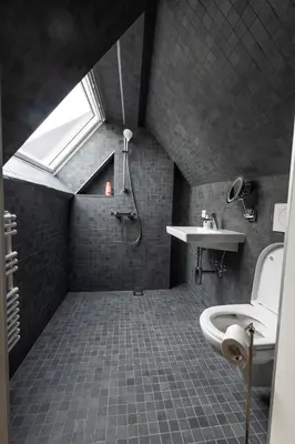 a bathroom with a shower and a sink at Spacious modern appartments in the heart of Brussels in Brussels
