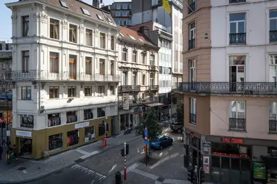 an overhead view of a city street with buildings at Spacious modern appartments in the heart of Brussels in Brussels