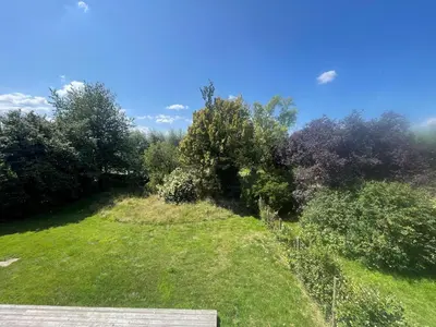 a grassy hill with trees and bushes on it at Vakantiehuis De Sneppelhoeve in Loenhout