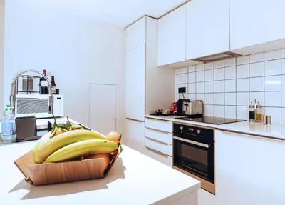 a bunch of bananas on a counter in a kitchen at R213 Residences Botanique in Brussels