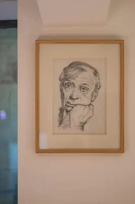 a drawing of a man on a wall at B&B Tempelhof in Ghent