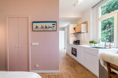 a kitchen with a sink and a counter top at La Vista in Tervuren