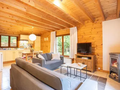 a living room with a couch and a fireplace at Boshuisje in Lille
