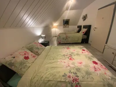a bedroom with two beds in a room at LinZn vakantiehuis in Wuustwezel