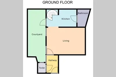 a floor plan of a ground floor at Duplex in historical centre with private courtyard in Antwerp