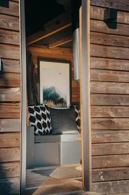 a small room with a bench in a house at Tiny House Célestine By Ernesst in Overijse