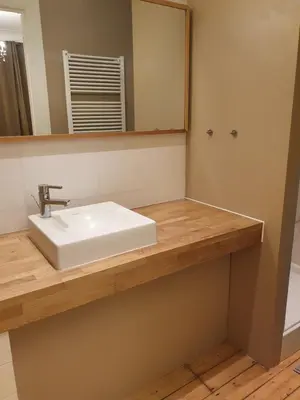 a bathroom with a white sink and a mirror at Brussels 1904 in Brussels