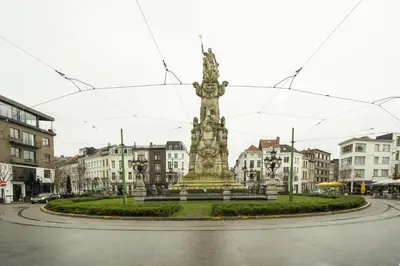 a large monument in the middle of a city at SHWAY - Le Leopold in Antwerp