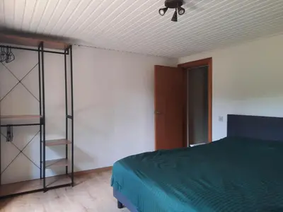 a bedroom with a bed and a ceiling fan at Merksplas Villa with Terrace in Merksplas