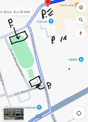 a map of a parking lot with a parking meter at Gezellig appartement Beveren Kruibeke Zwijndrecht Donkvijver in Beveren
